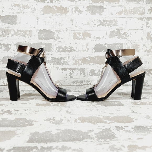 Nine West Women's Naela Black Leather High Heeled Sandals O334 - Picture 7 of 12